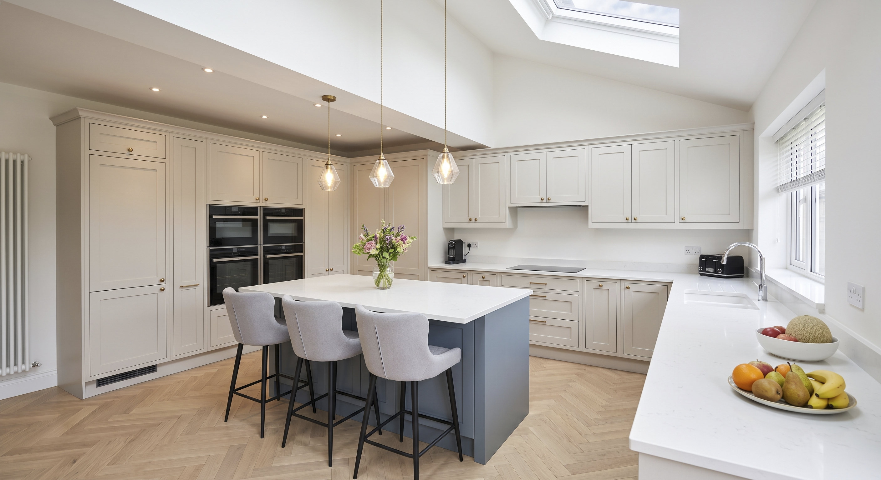 An in-frame kitchen in an extension